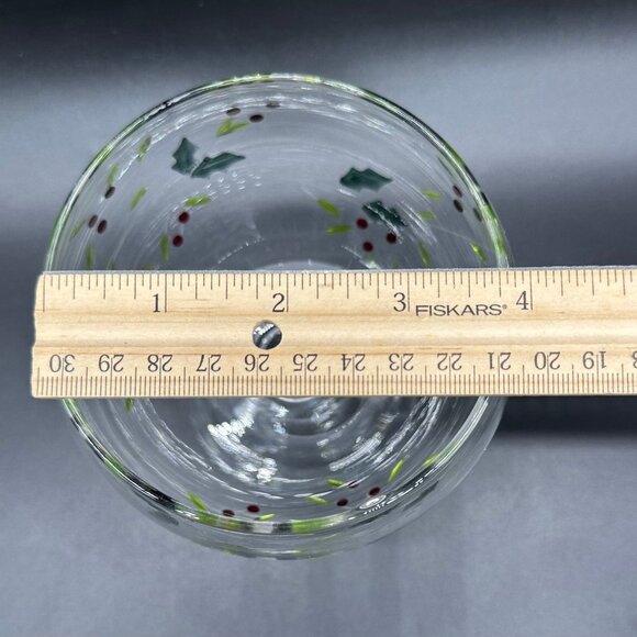 Vintage Candy Dish Glass Bowl Christmas Holly Berry Leaves Decoration Compote - Picture 8 of 8